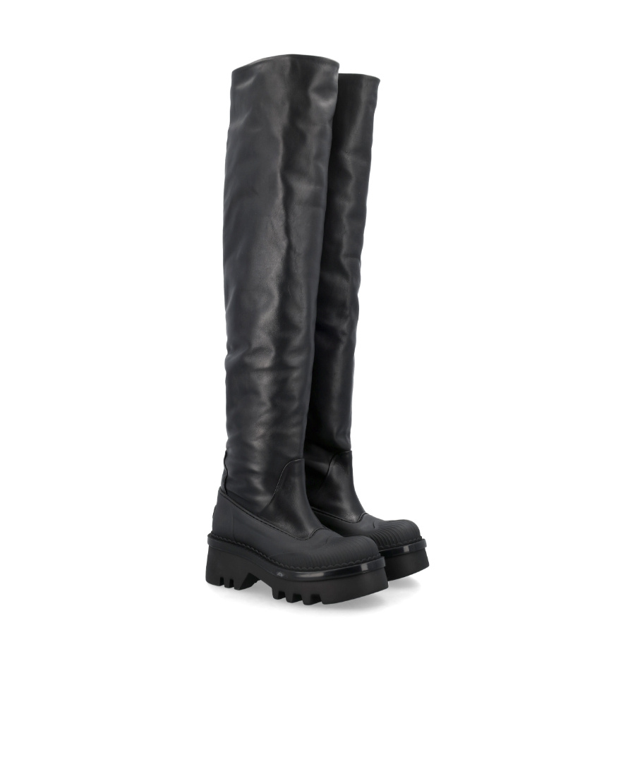 Chloé Leather Knee-high Boots With Tank Sole In Black