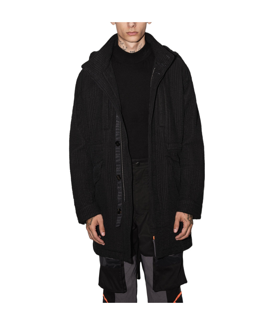 Amiri Drawstring-hooded Zipped-up Parka Coat In Black