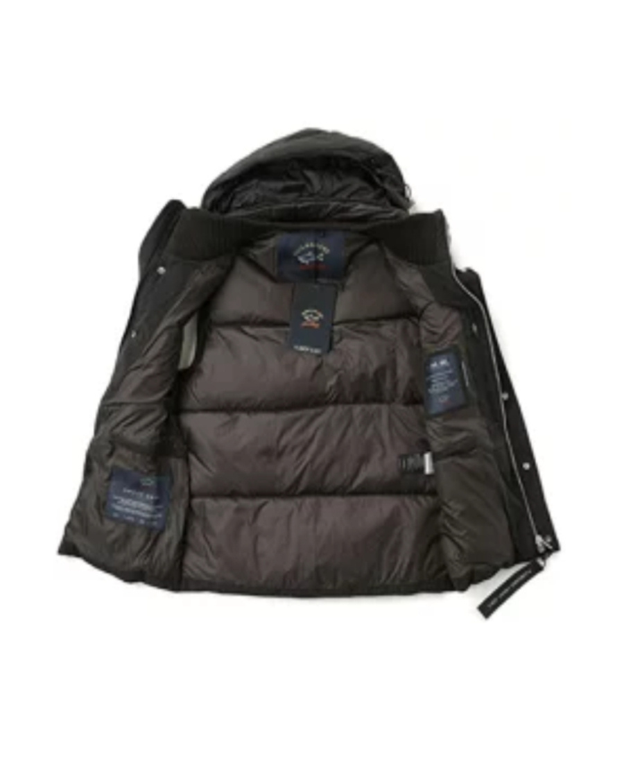 Paul & Shark Logo Patch Hooded Down Jacket In Black
