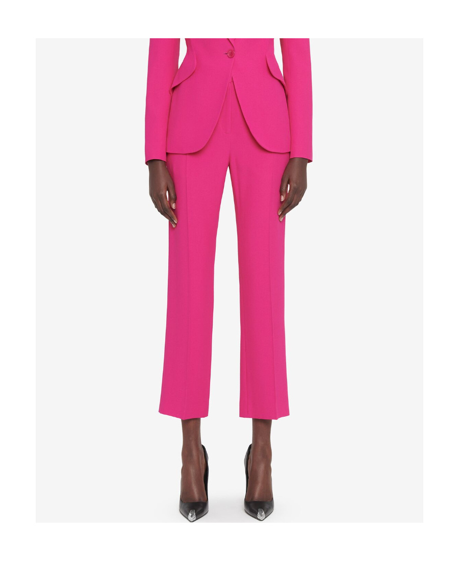 Alexander Mcqueen Cropped Tailored Trousers In Pink
