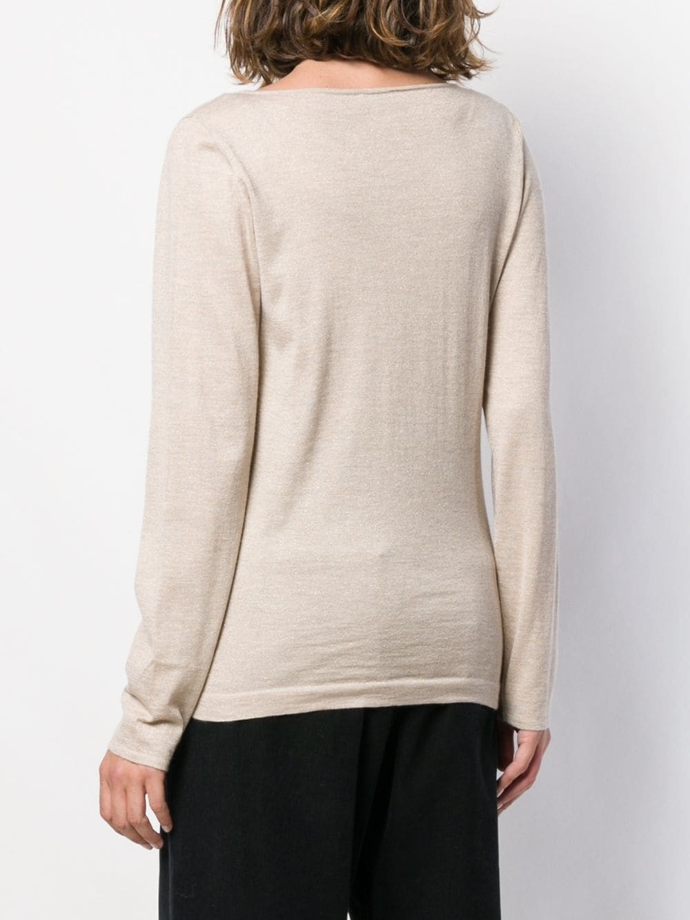 Brunello Cucinelli Boat Neck Top In Nude