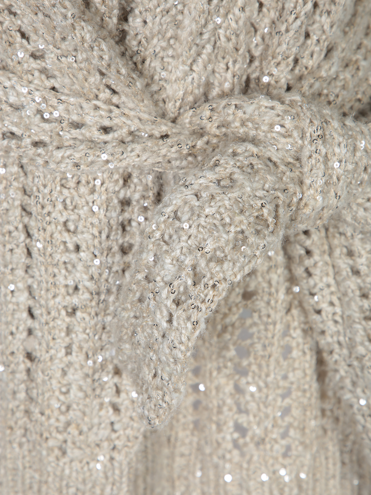 Brunello Cucinelli Crochet Belted Cardigan In Beige In Nude