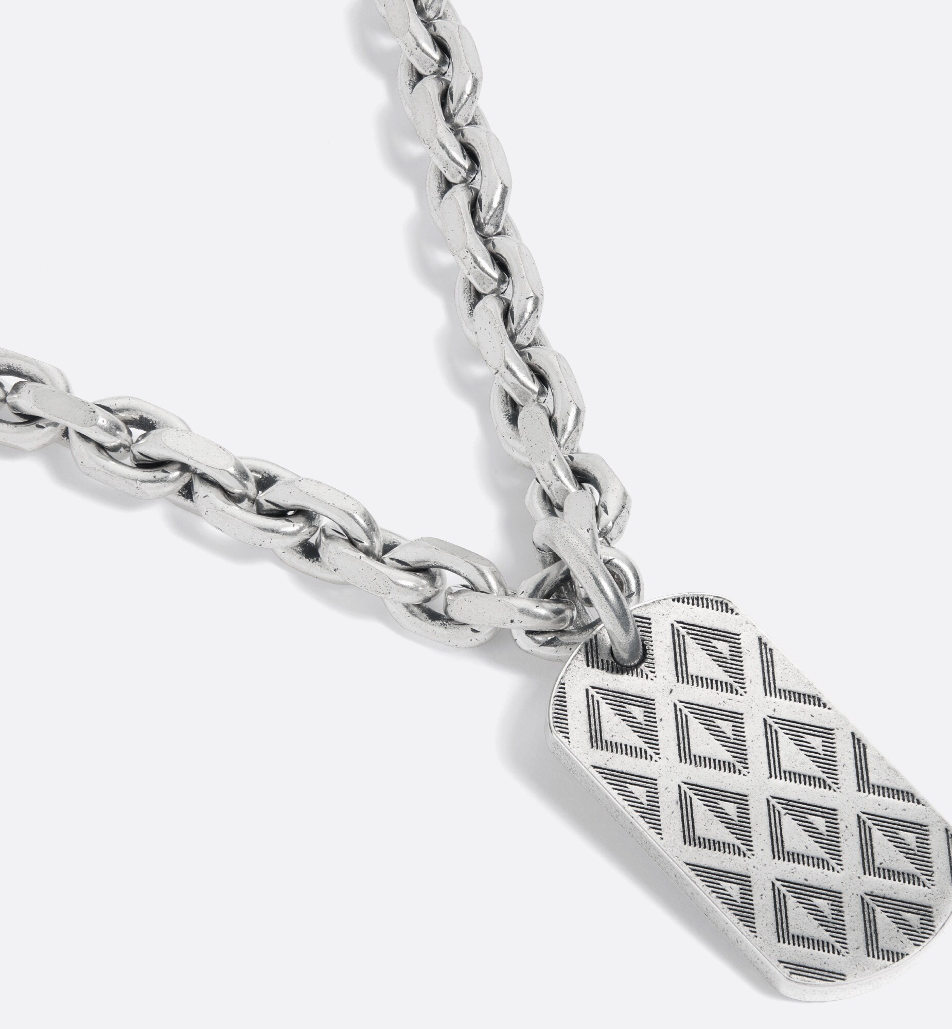 Dior Cd Diamond Metal Pendant Necklace In Gray
