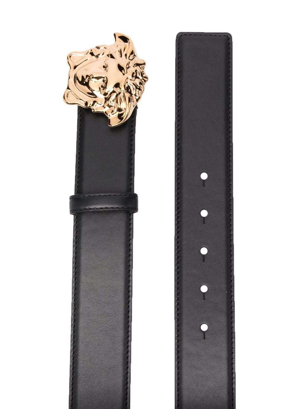 Shop Versace Medusa Head-plaque Leather Belt In Black