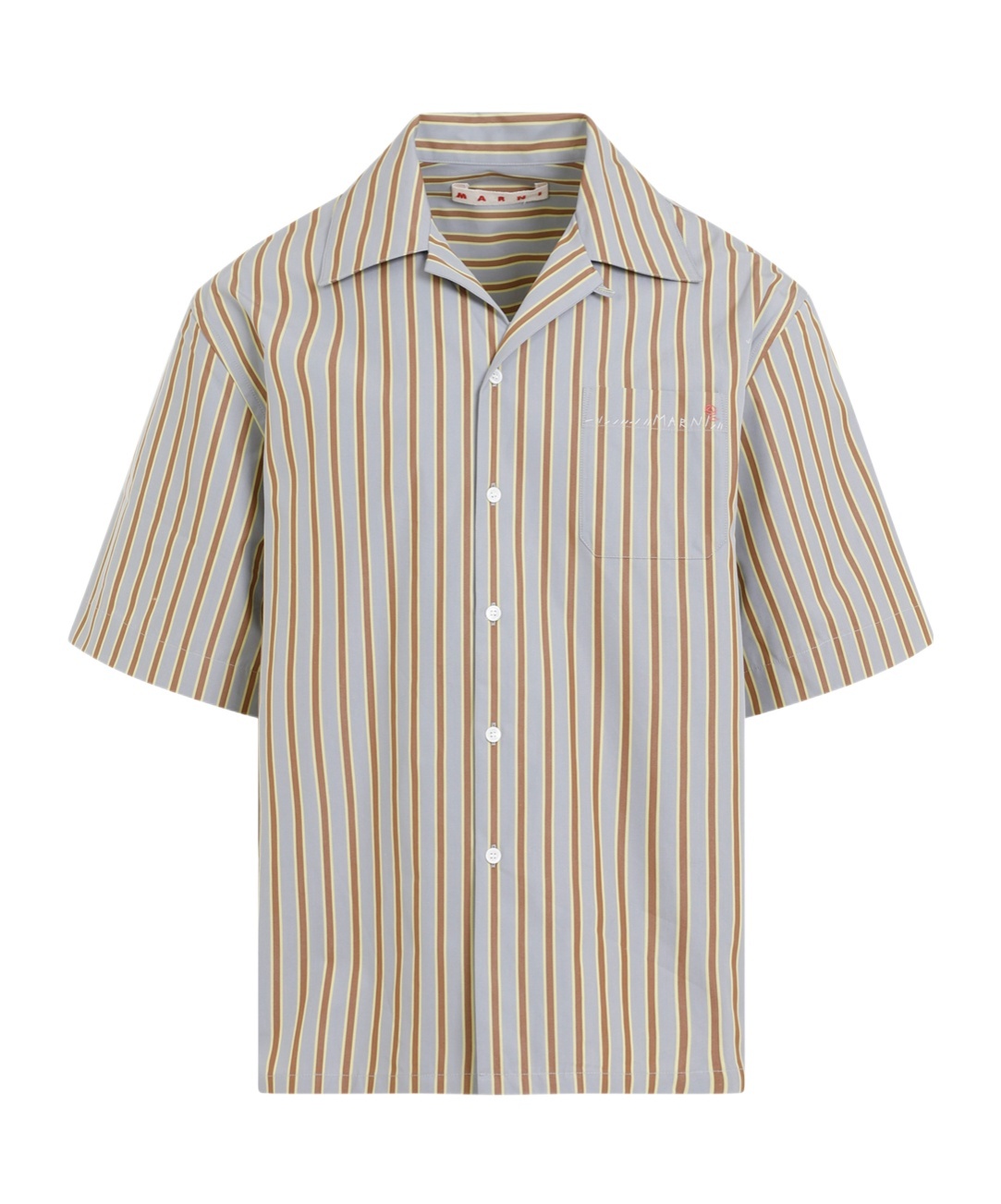 Marni Striped Cotton Shirt In Gray