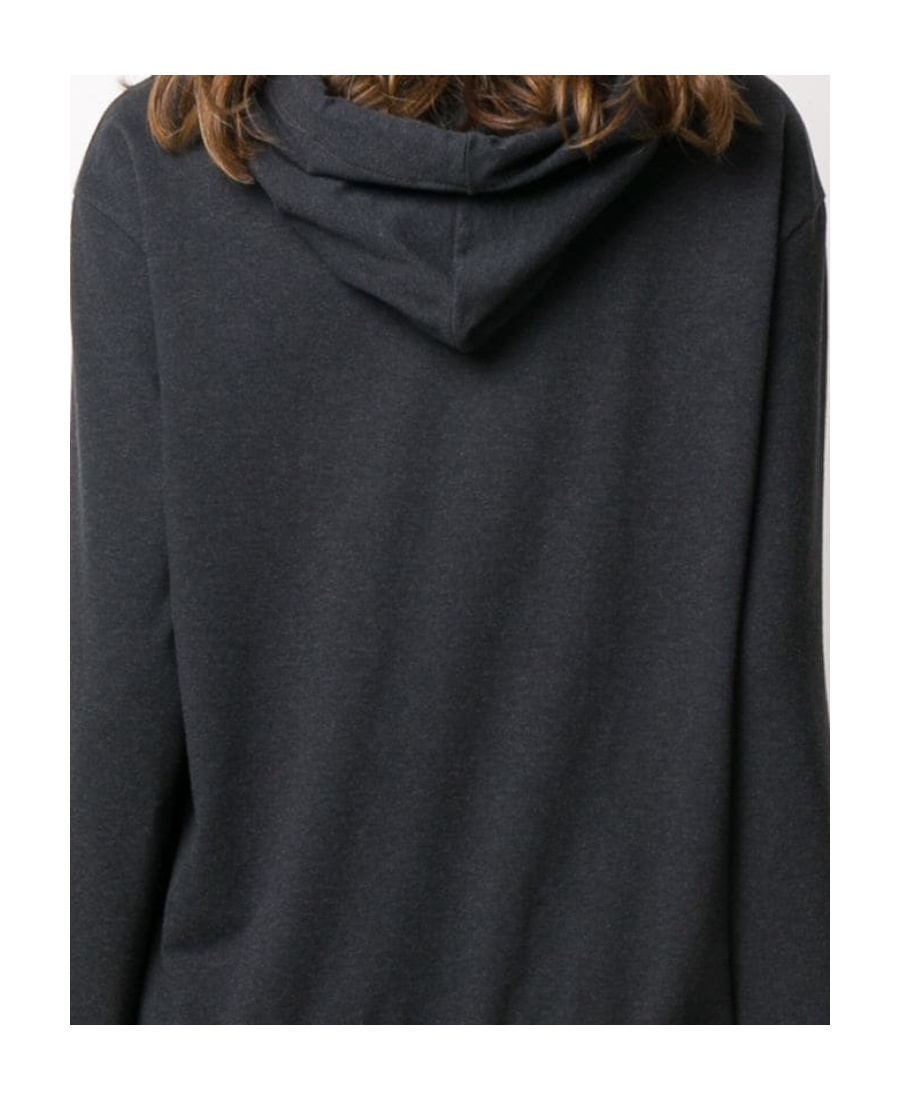 Brunello Cucinelli Dark Gray Logo Hooded Sweater In Black