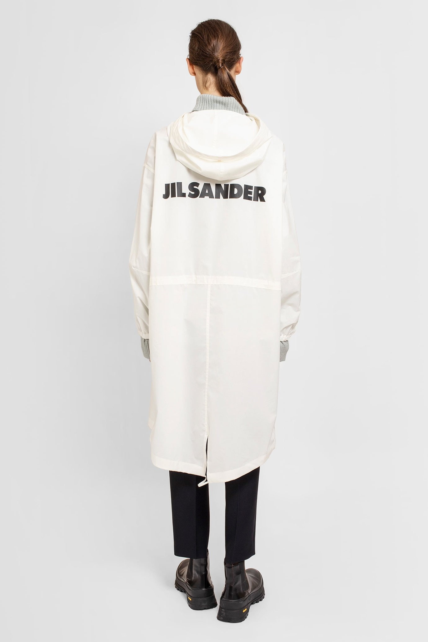 Jil Sander Hooded Rain Coat In White