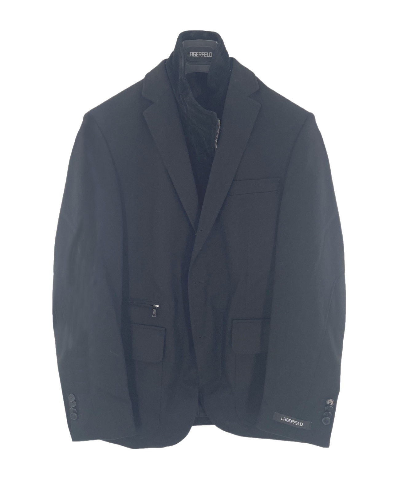 Karl Lagerfeld Lapel Long-sleeved Suit Coat In Black