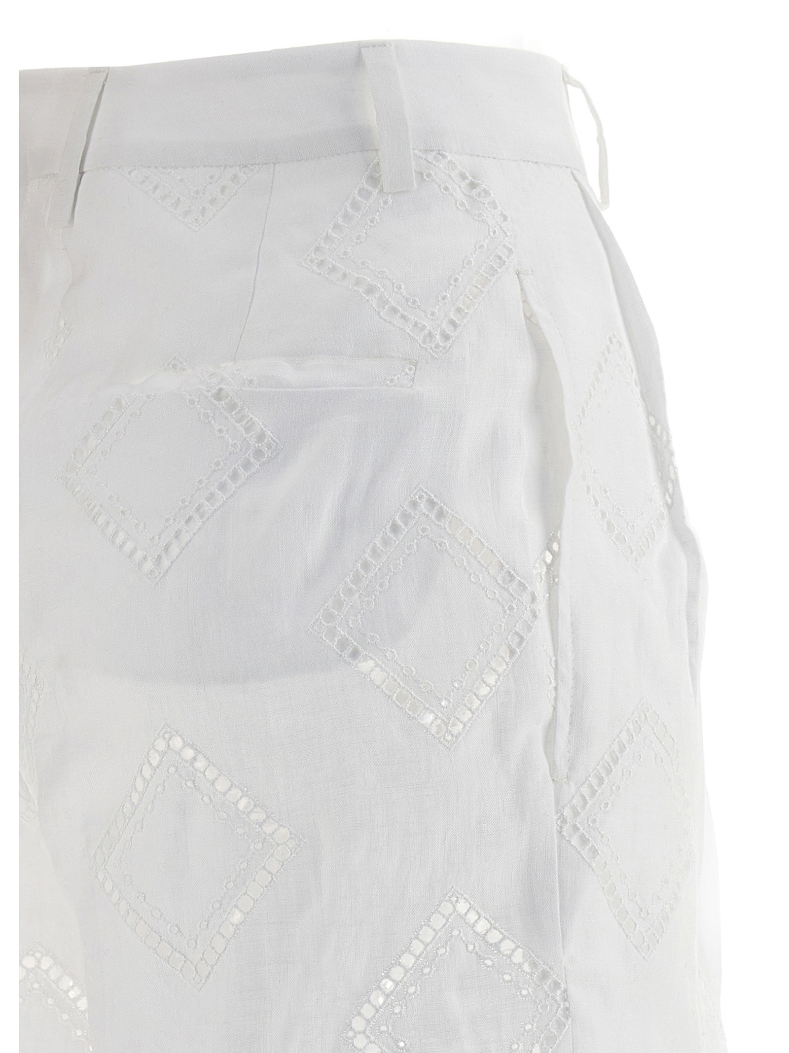 Kiton Embroidered Linen Bermuda Shorts Bermuda And Short White In White