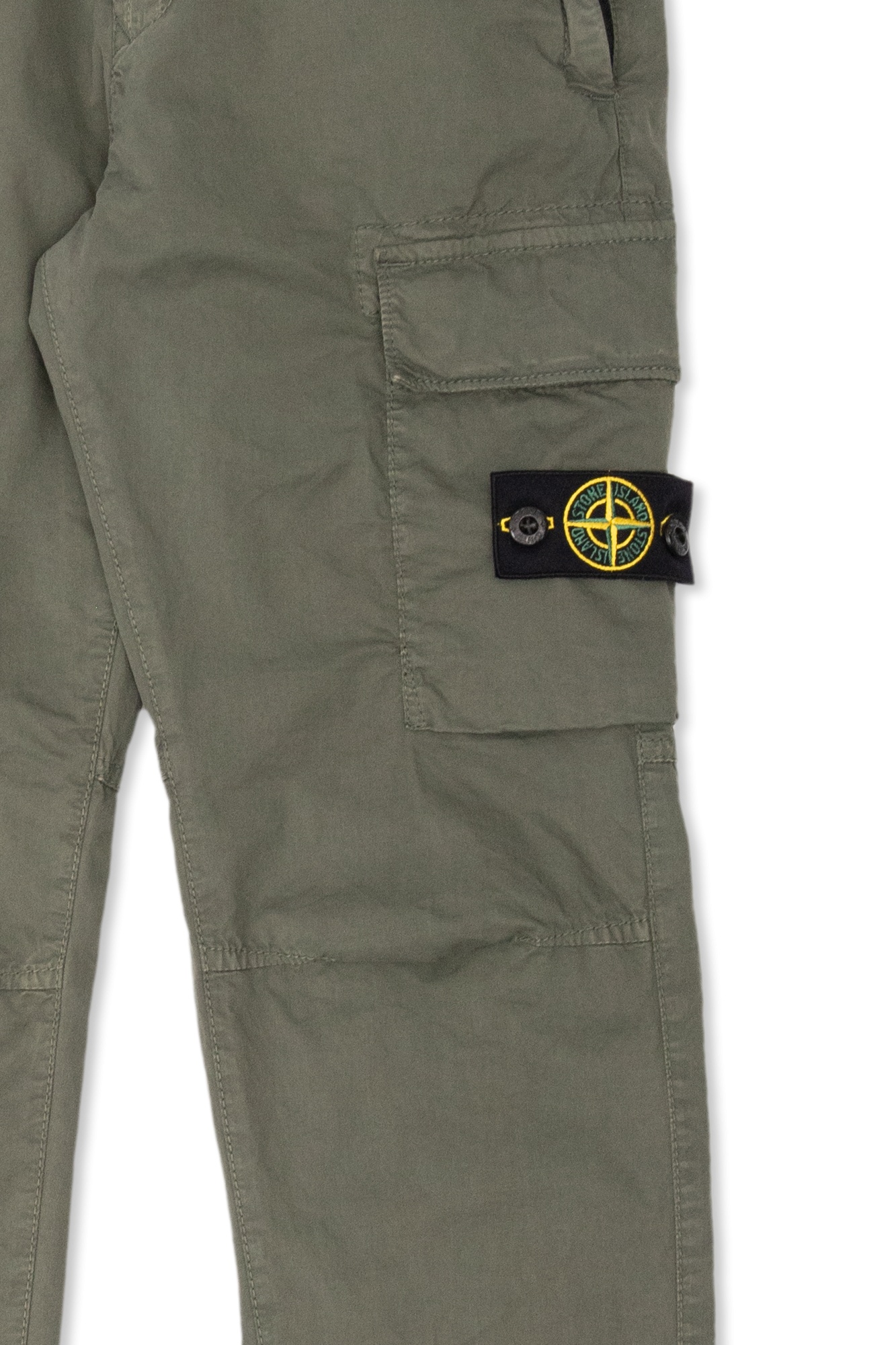 Stone Island Compass-badge Tapered-leg Cargo Trousers In Gray