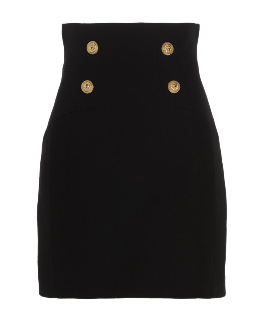 Balmain Button-detail Pencil Skirt In Black