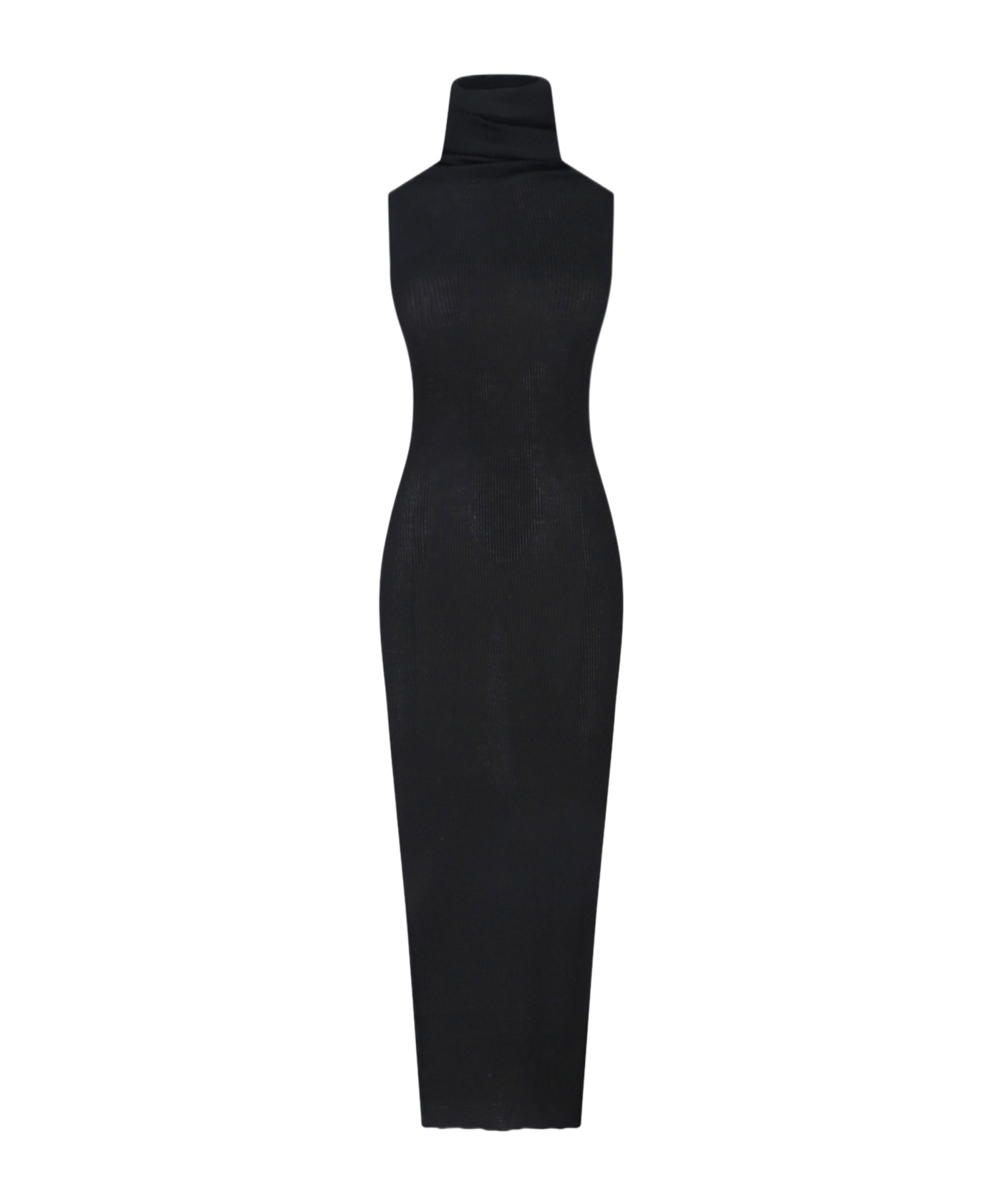 Rick Owens Ribbed High-neck Maxi Dress In Black