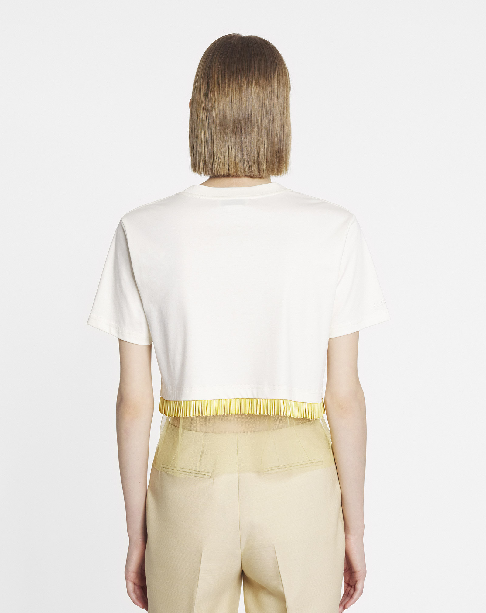 Lanvin Fringed Cropped T-shirt In White