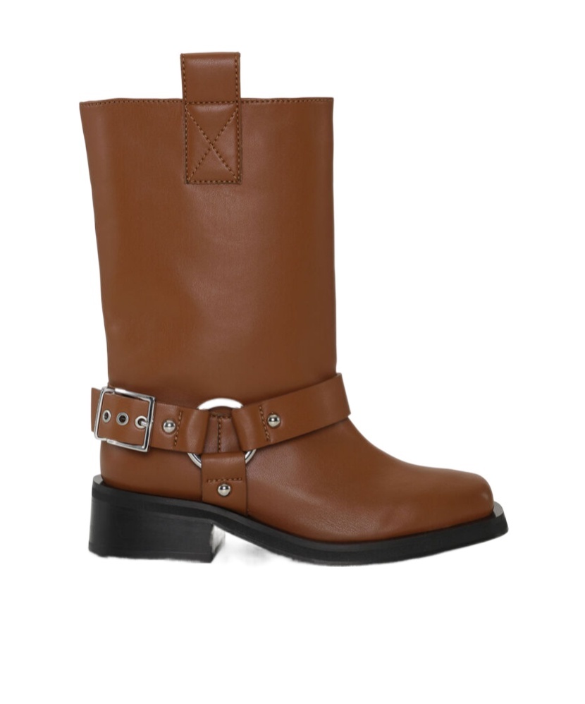 Ganni Stiefel Aus Einer Ledermischung Mit Schnalle In Brown