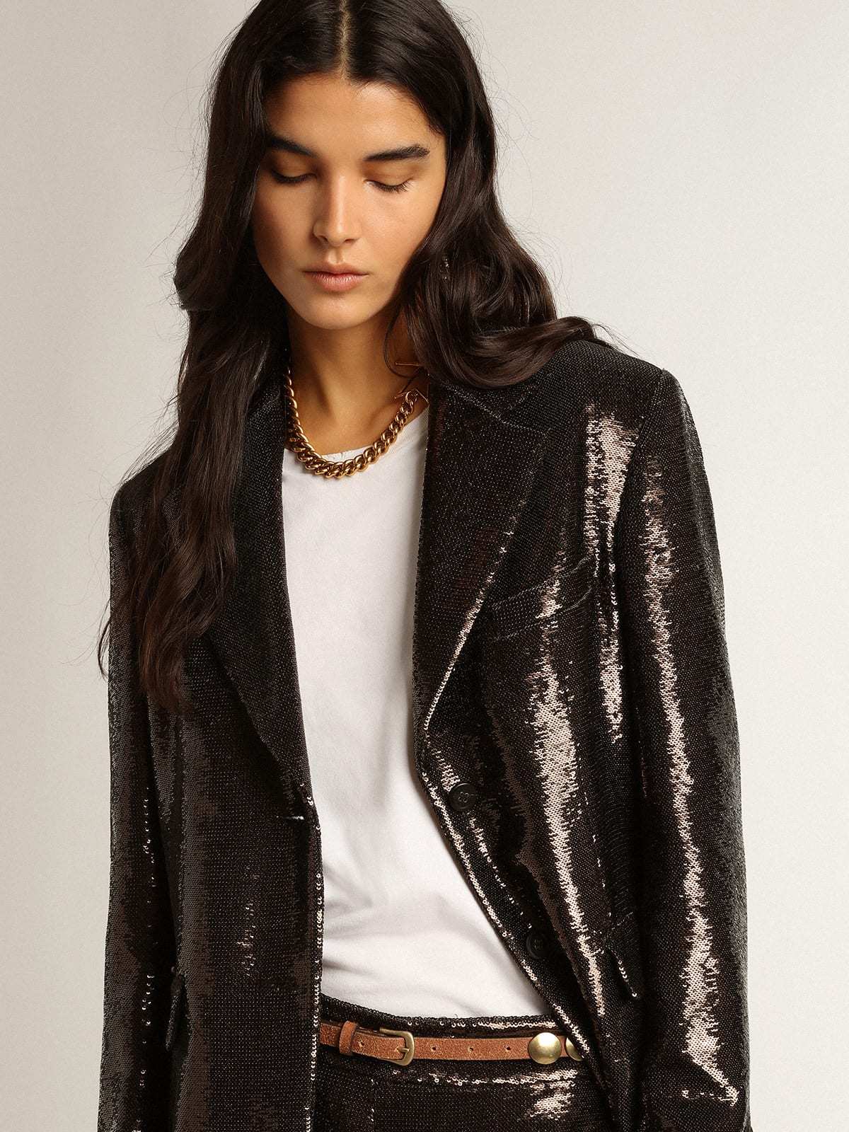 Golden Goose Sequin Single-breasted Blazer In Black