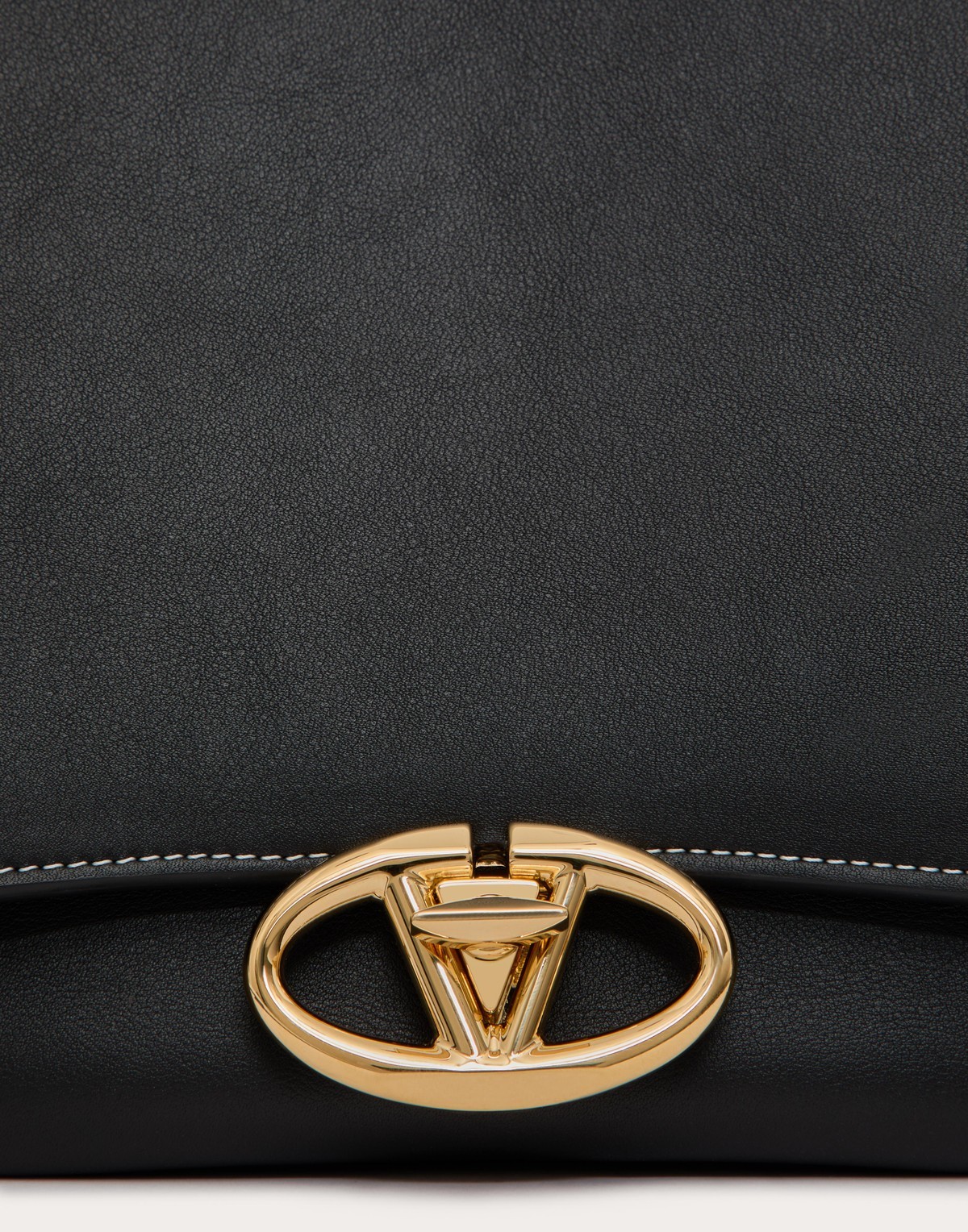 Valentino Medium Ohval Leather Shoulder Bag In Black