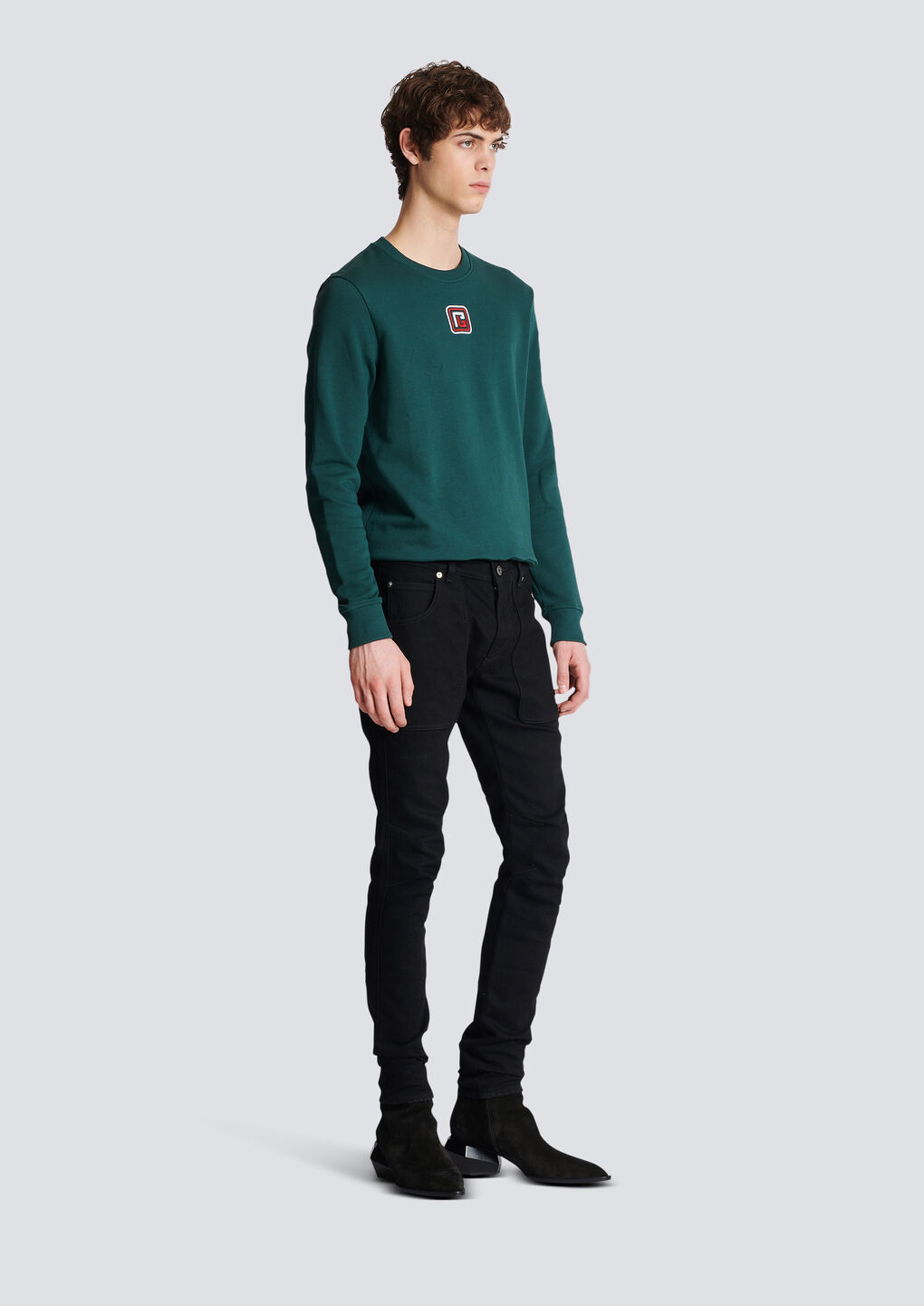 Shop Balmain Slim-fit Denim Jeans In Black