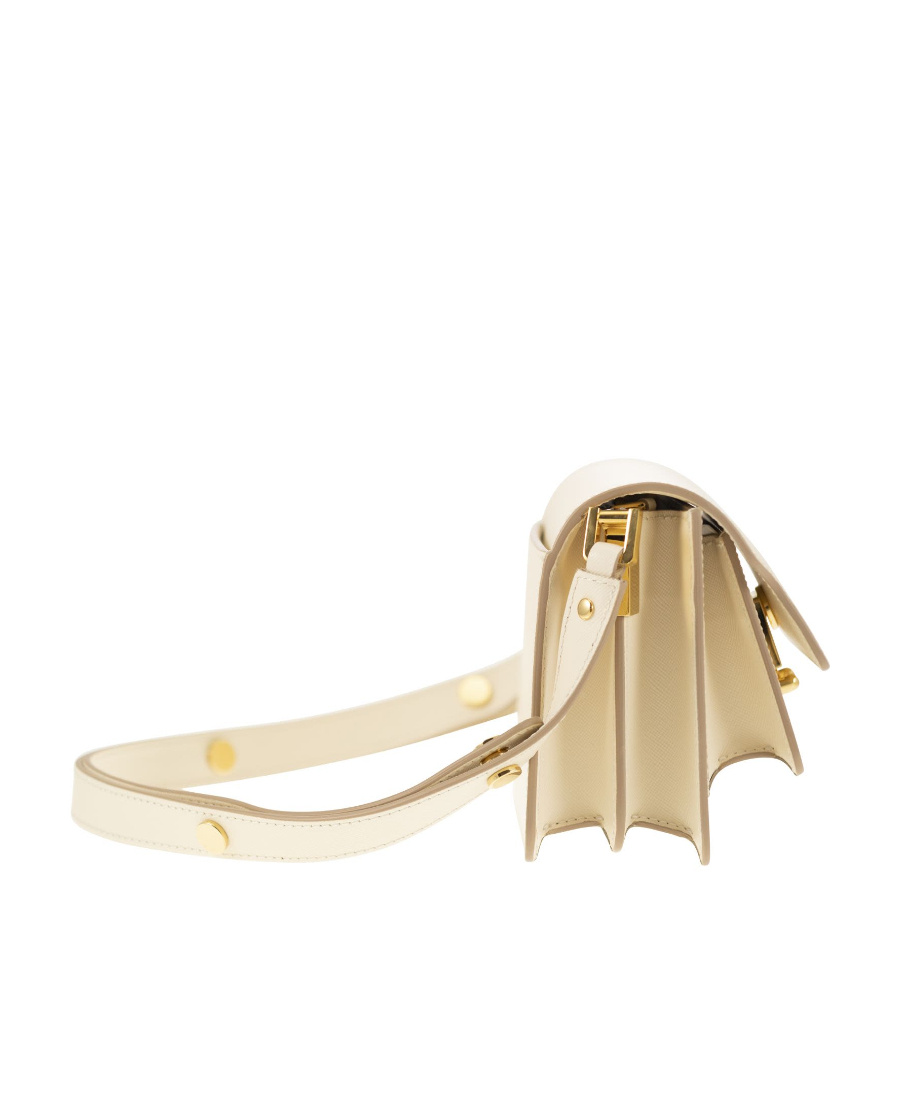 Marni Trunk Saffiano Calfskin Bag In Nude