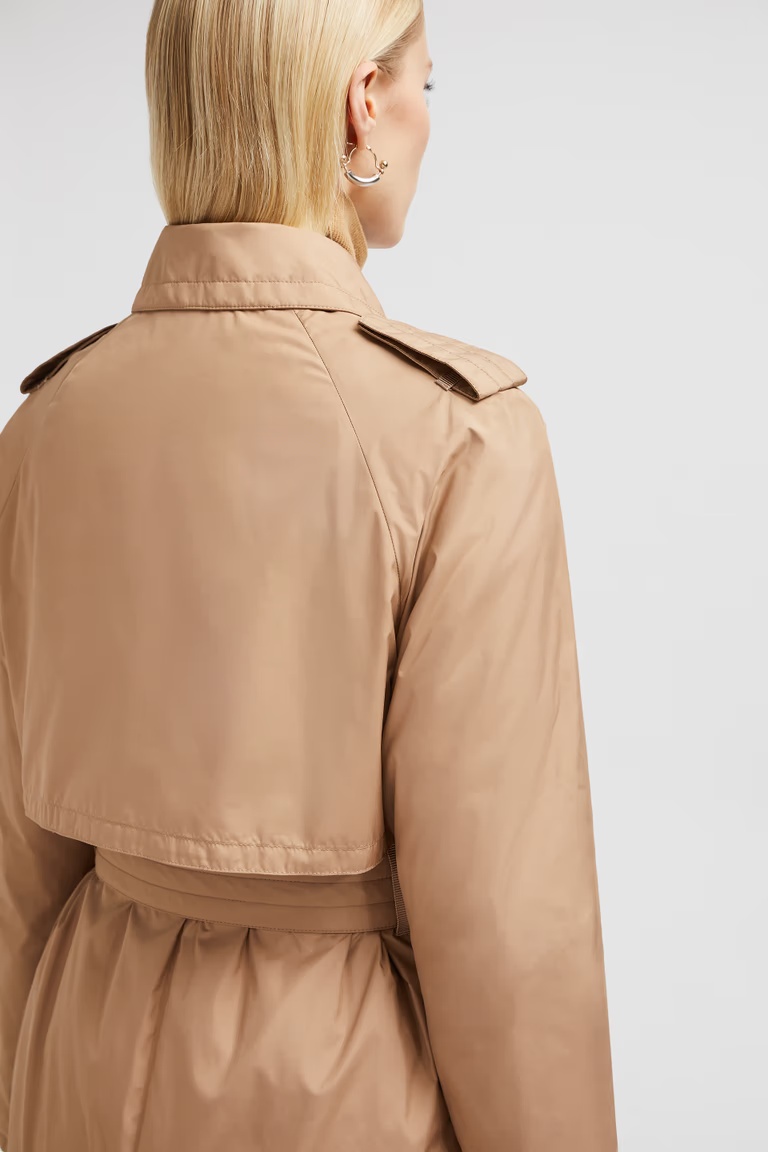 Shop Moncler Barbetane Down Trench Coat In Pink
