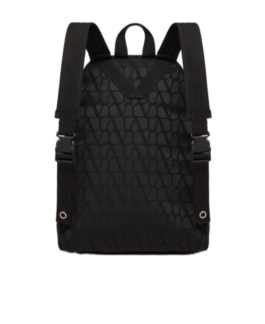 Valentino Iconograph Nylon Backpack With Adjustable Straps In Black