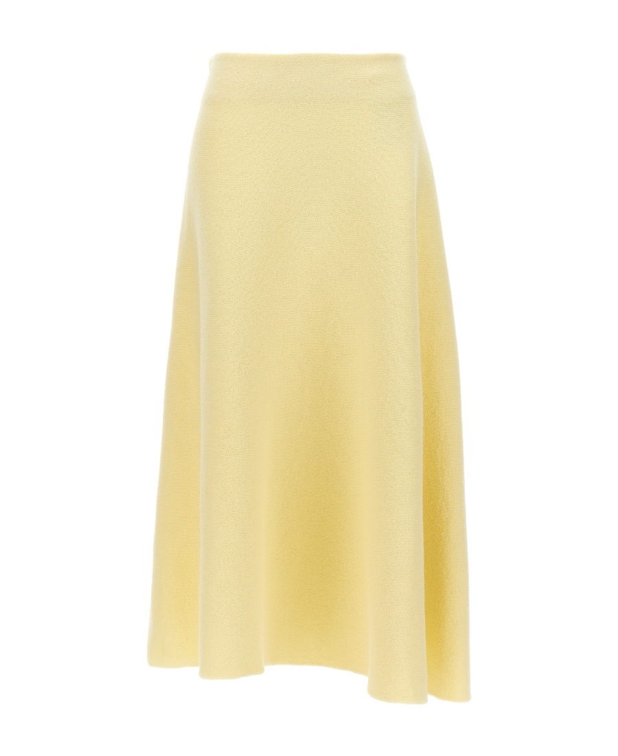 Jil Sander Flared Wool Skirt With Discreet Zipper Closure In Nude