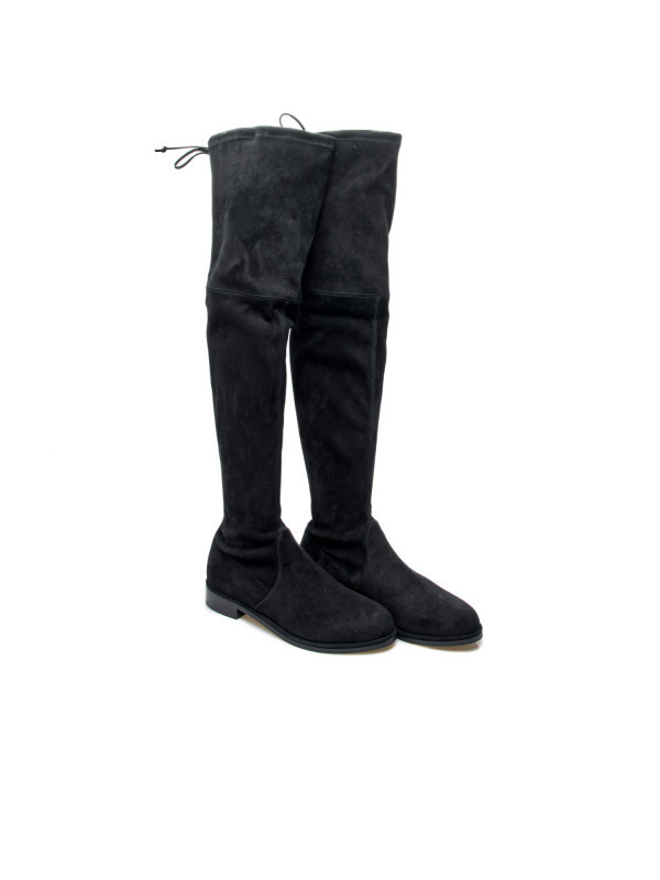 Stuart Weitzman Lowland Lift Suede Thigh-high Boots In Black