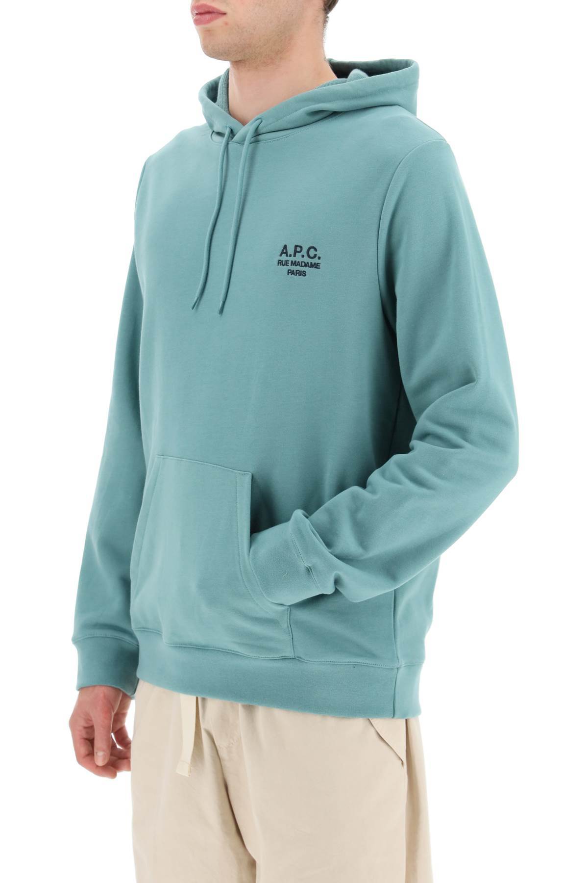 Apc Logo-print Drawstring Hoodie In Blue