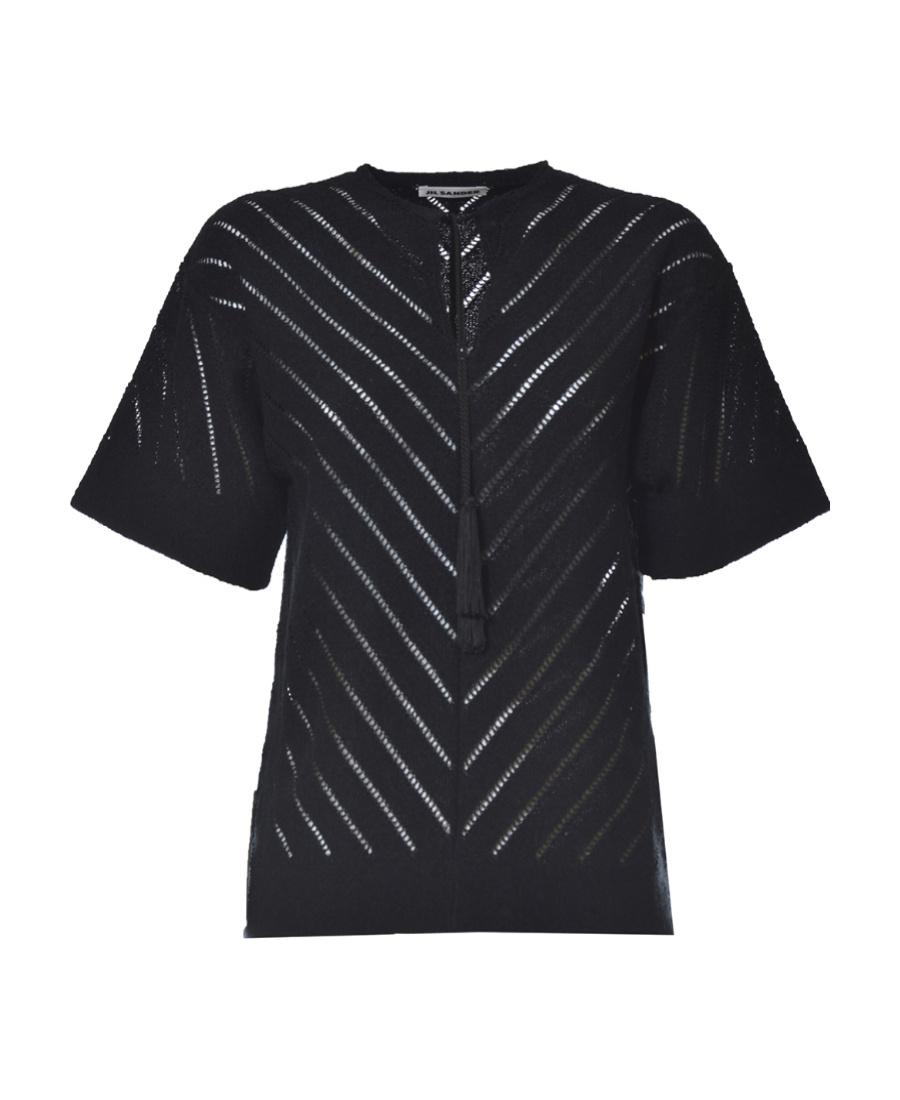 Jil Sander Tassel-detailed Short-sleeved Top In Black