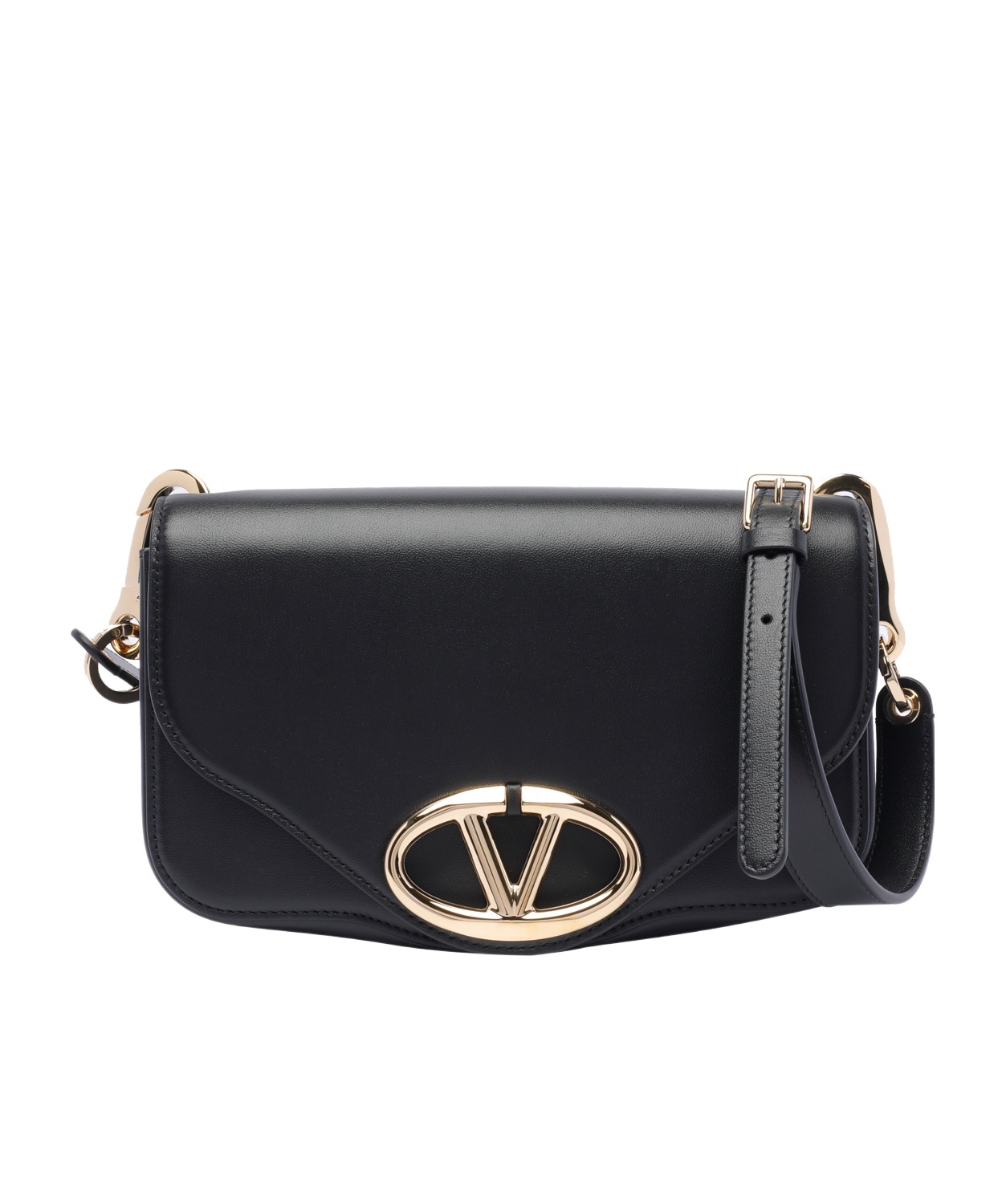 Valentino Vlogo Signature Leather Crossbody Bag In Black