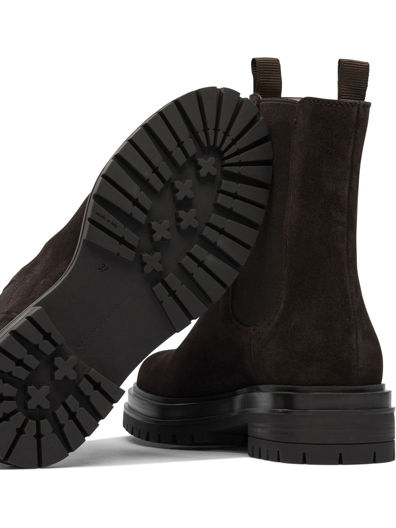Gianvito Rossi Chunky Sole Suede Ankle Boots With Elastic Panels In Brown
