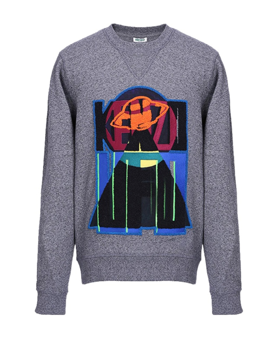 Kenzo Logo Round-necked Sweater In Gray