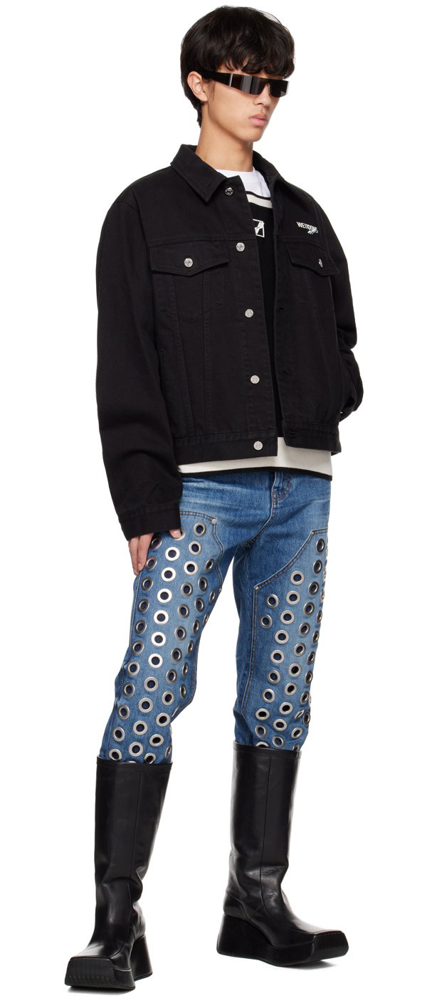 We11 Done Regular-fit Denim Jacket In Black