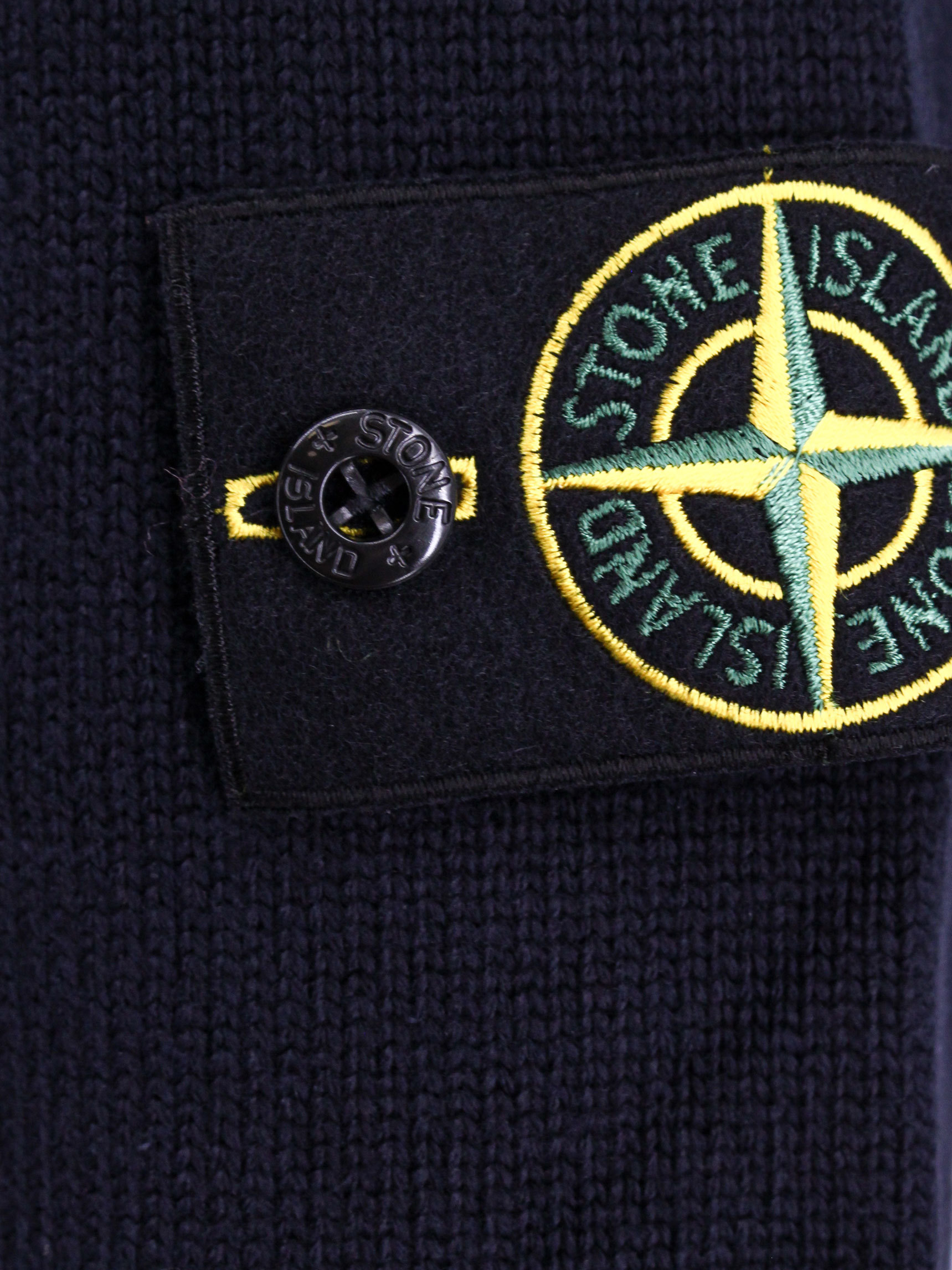 Stone Island Lambswool Zip Knit Cardigan In Blue