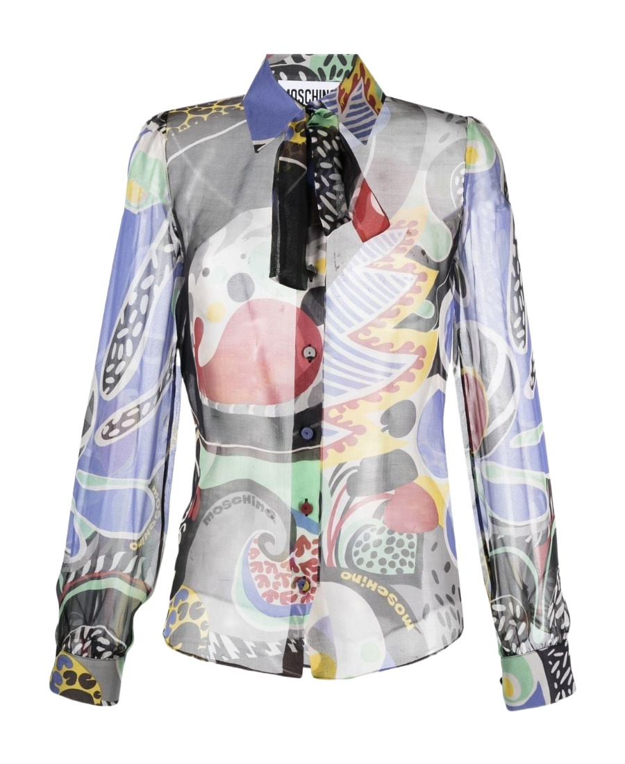 Moschino Transparent-design Graphic-print Shirt In Multicolor