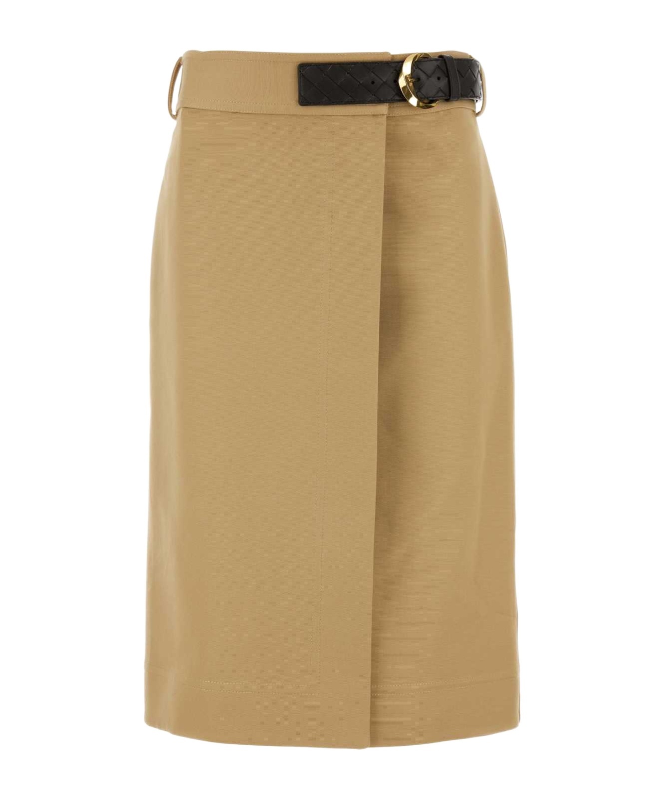 Bottega Veneta Wrap Midi Skirt With Leather Belt In Nude