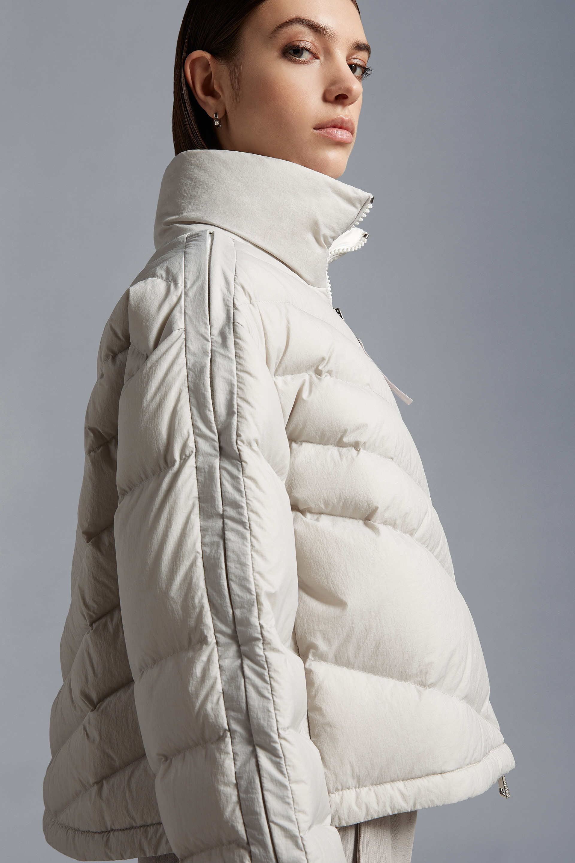Moncler Zip-up Padded Jacket In Gray