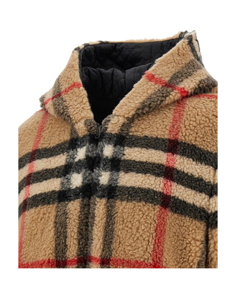 Burberry Vintage-check Fleece Hooded Jacket In Brown