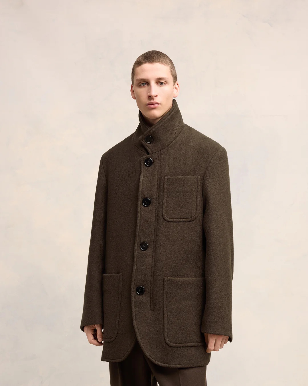 AMI ALEXANDRE MATTIUSSI AMI HIGH COLLAR SHORT COAT 