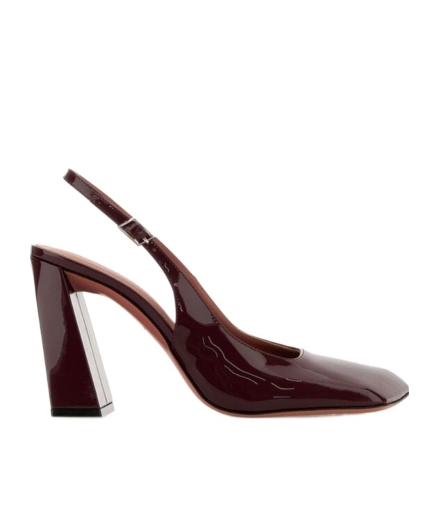 Amina Muaddi Grape Leather Charlotte Pumps In Brown