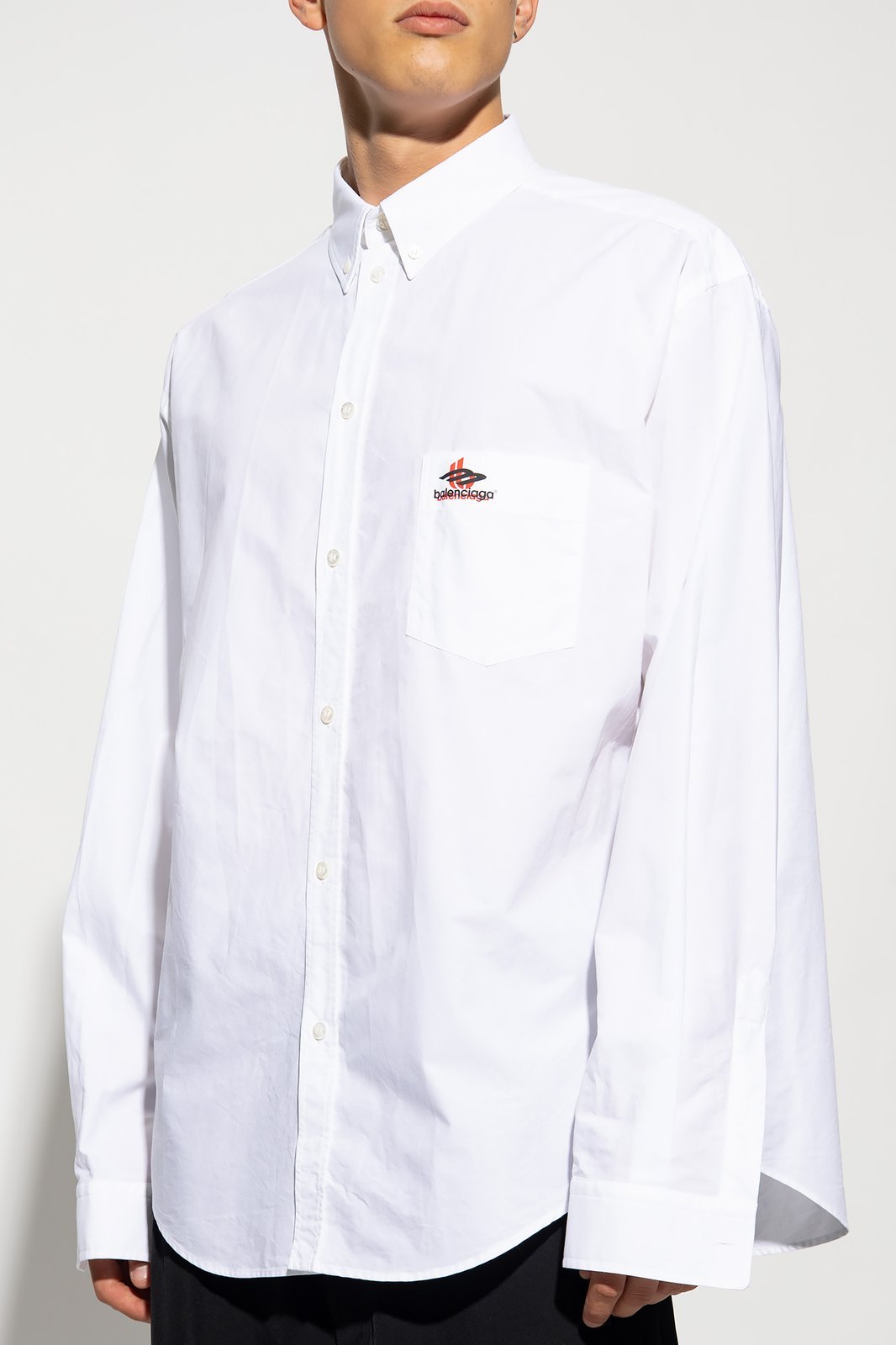 Balenciaga Logo-print Cotton Shirt In White