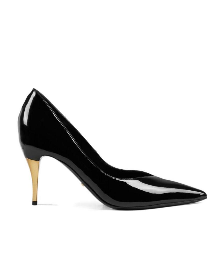 Gucci Gold-heel Patent Leather Pumps In Black