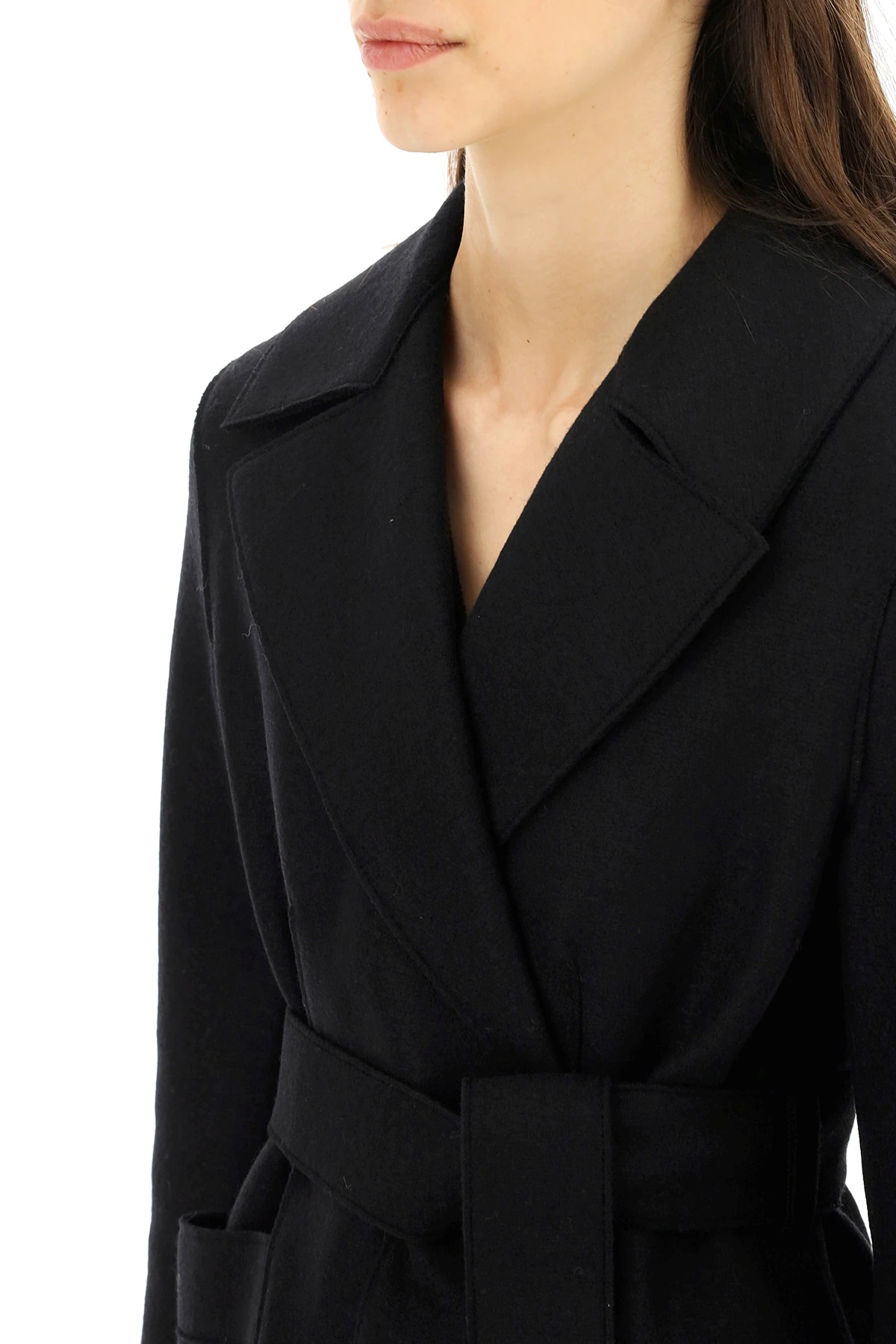 Shop Harris Wharf London Wrap-around Virgin Wool Coat In Black