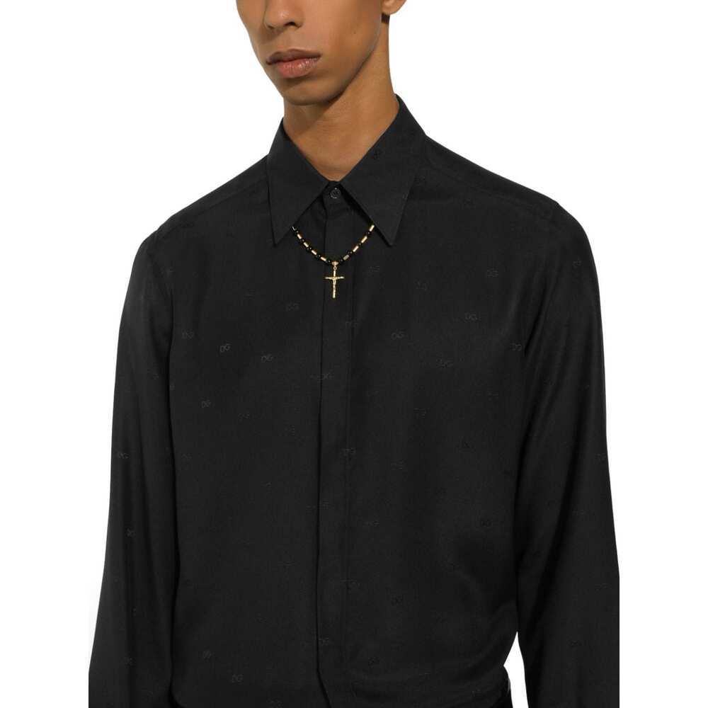 Dolce & Gabbana Cross-pendant Ball-chain Necklace In Yellow