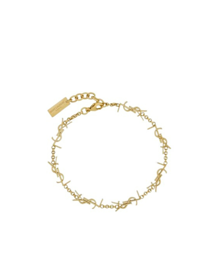 Saint Laurent Cassandre Brass Multi Ysl Bracelet In Yellow