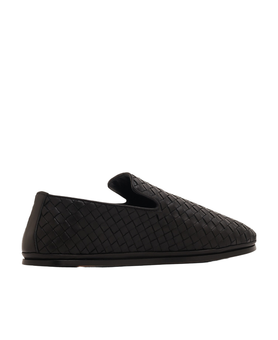 Bottega Veneta Intrecciato Full-grain Leather Slippers In Black