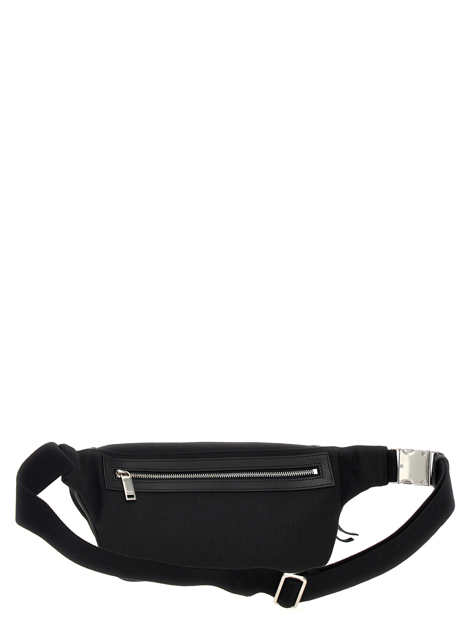 Saint Laurent Adjustable Strap Messenger Bag With Back Zip Pocket In Black