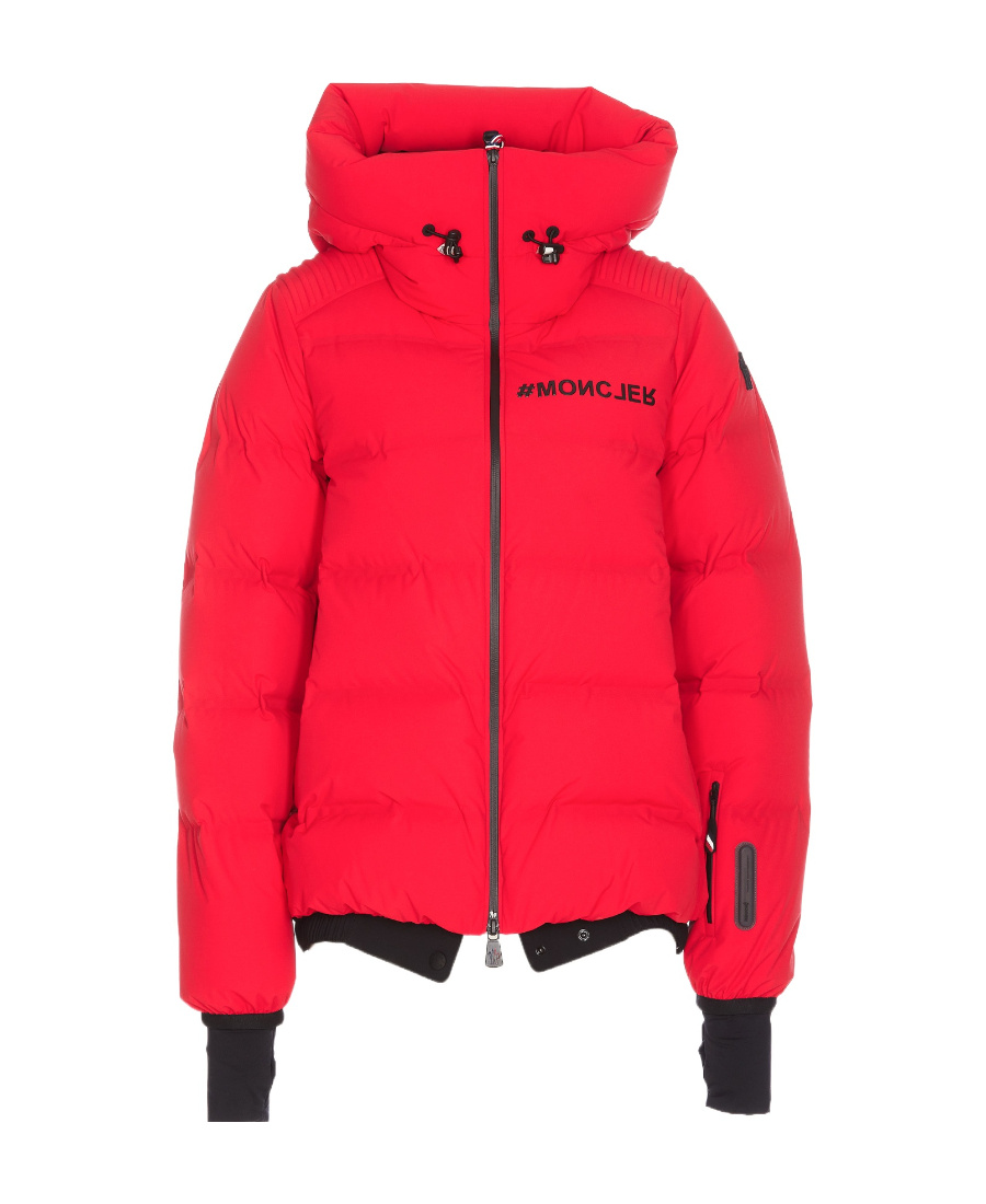 Moncler Suisses Logo-print Puffer Jacket In Red