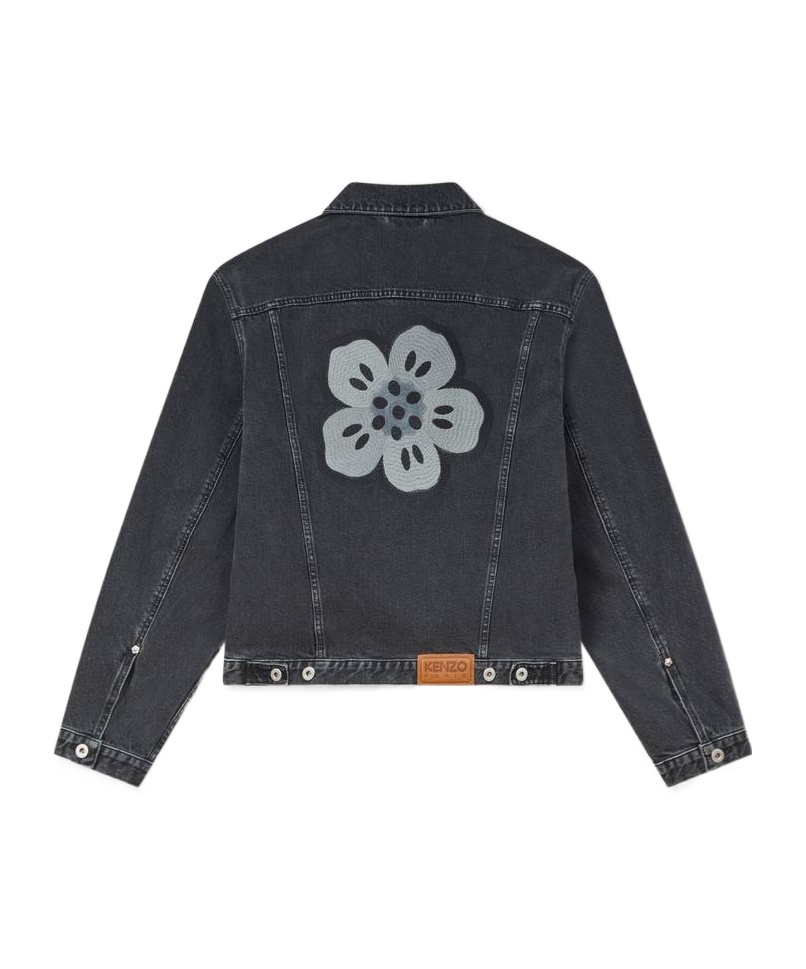 Kenzo 'boke Flower' Embroidered Trucker Jacket In Japanese Denim