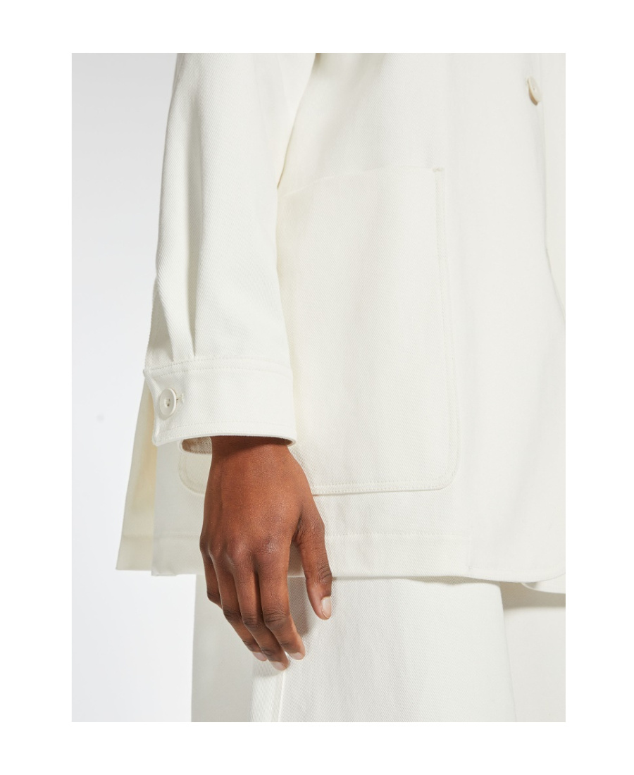 Max Mara Long Sleeve Jacket With Collared Neck And Pockets In White