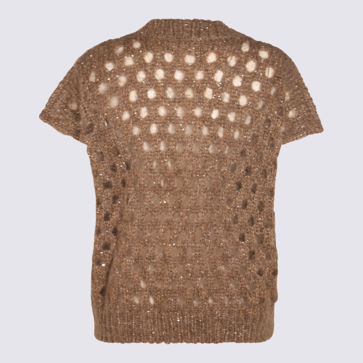 Brunello Cucinelli Crewneck Knitwear Sequin Embellishments In Brown